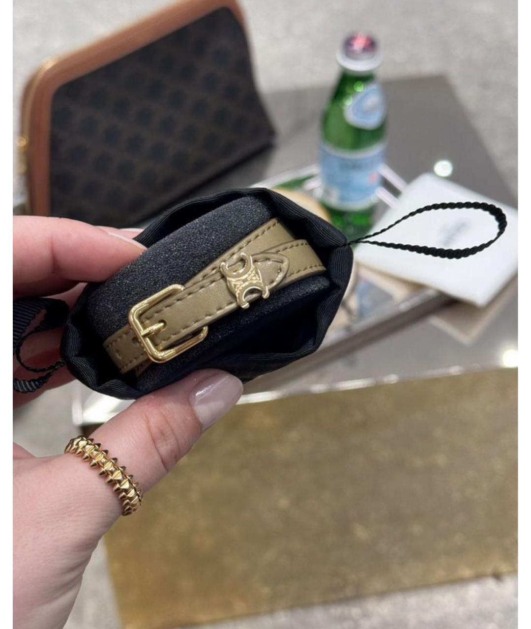 CELINE Бежевый кожаный браслет, фото 3