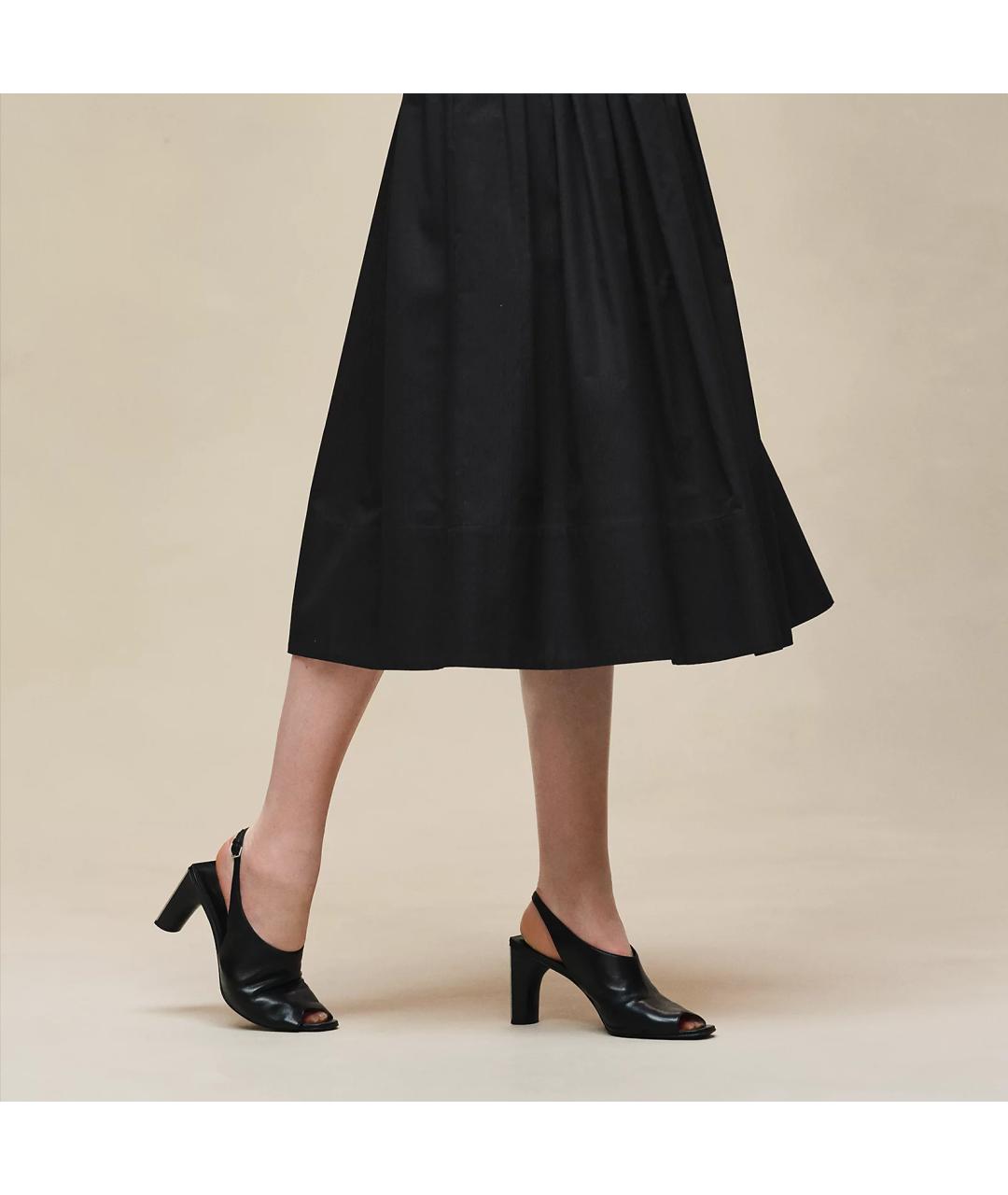 HERMES Черная хлопковая юбка миди, фото 4