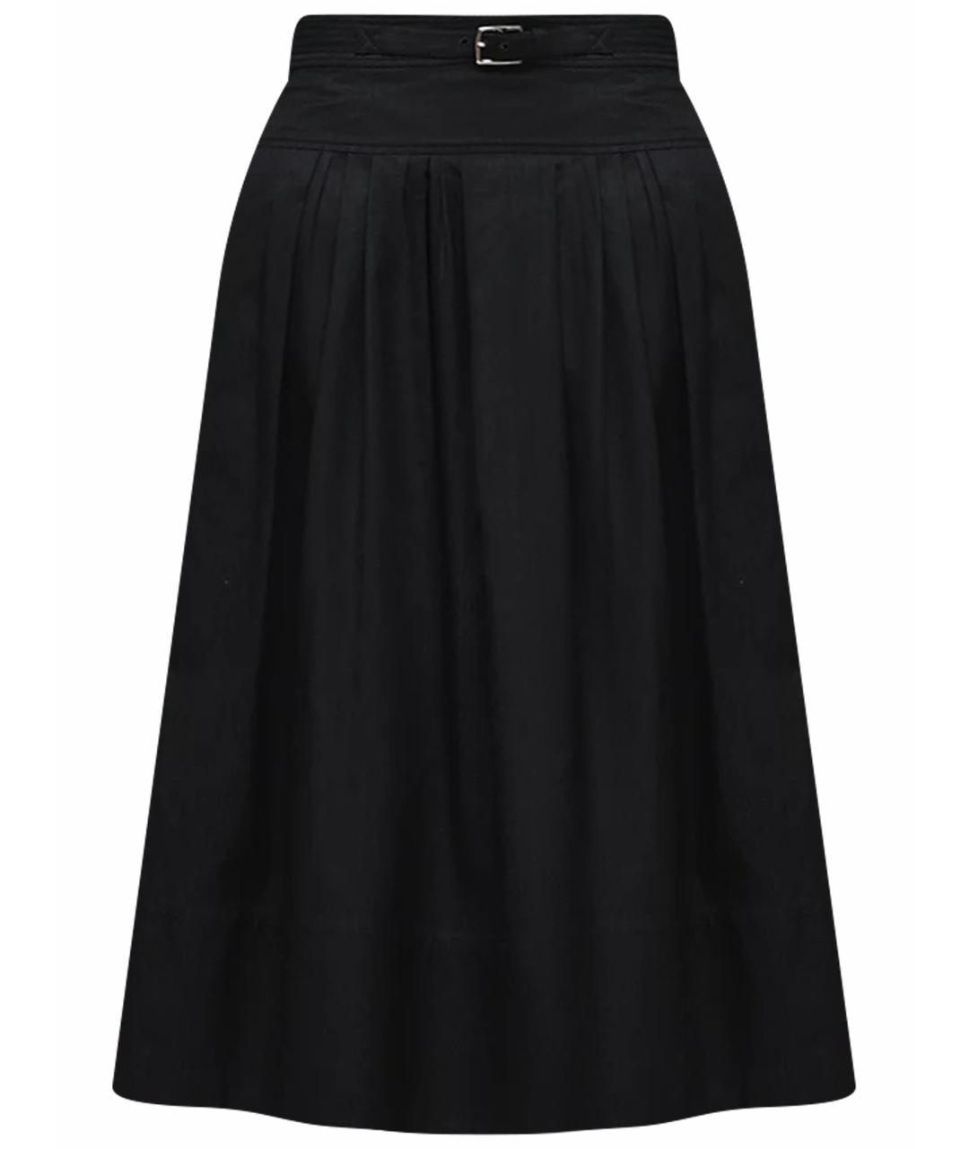 HERMES Черная хлопковая юбка миди, фото 1
