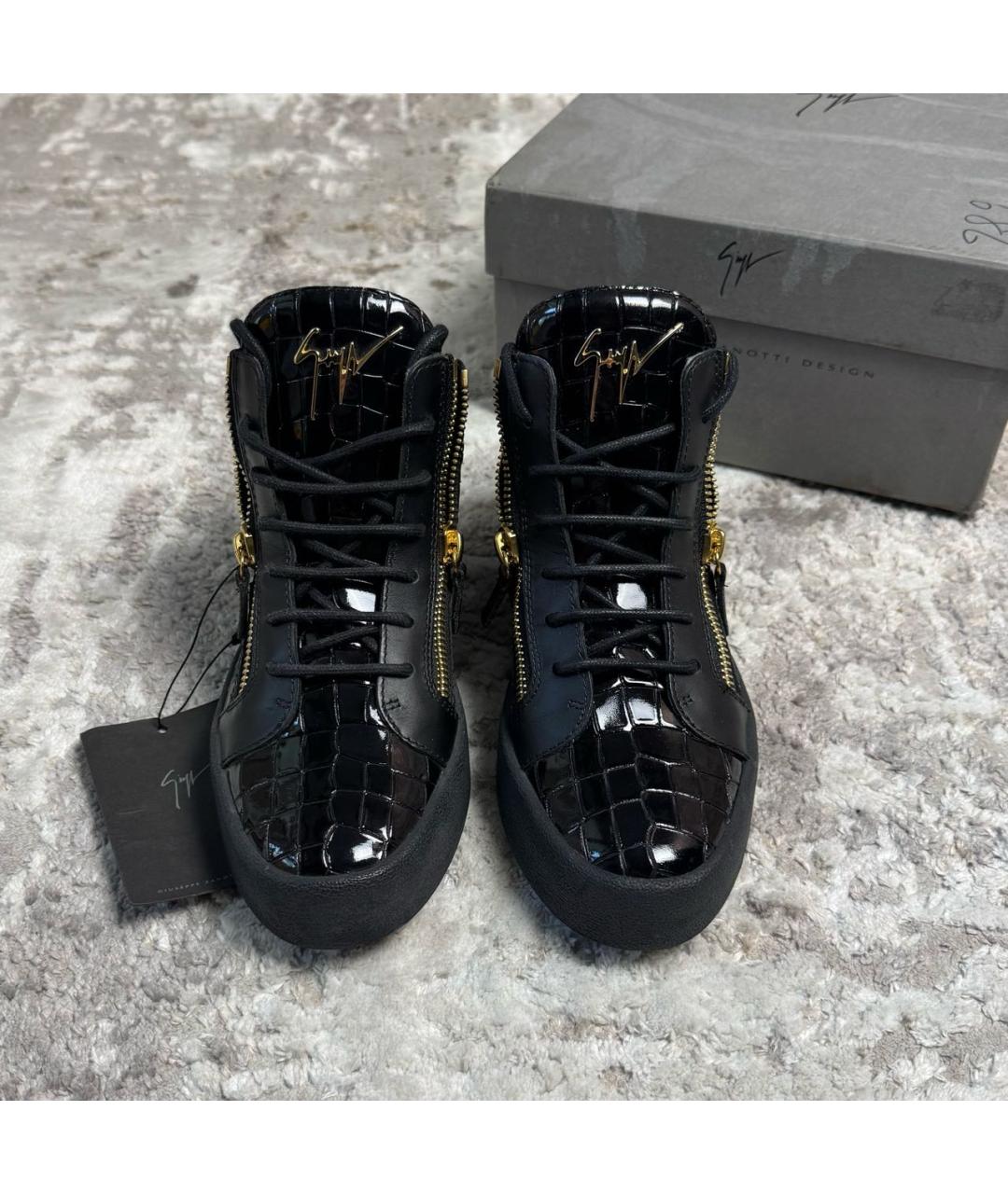 GIUSEPPE ZANOTTI DESIGN Черные кожаные кеды, фото 4