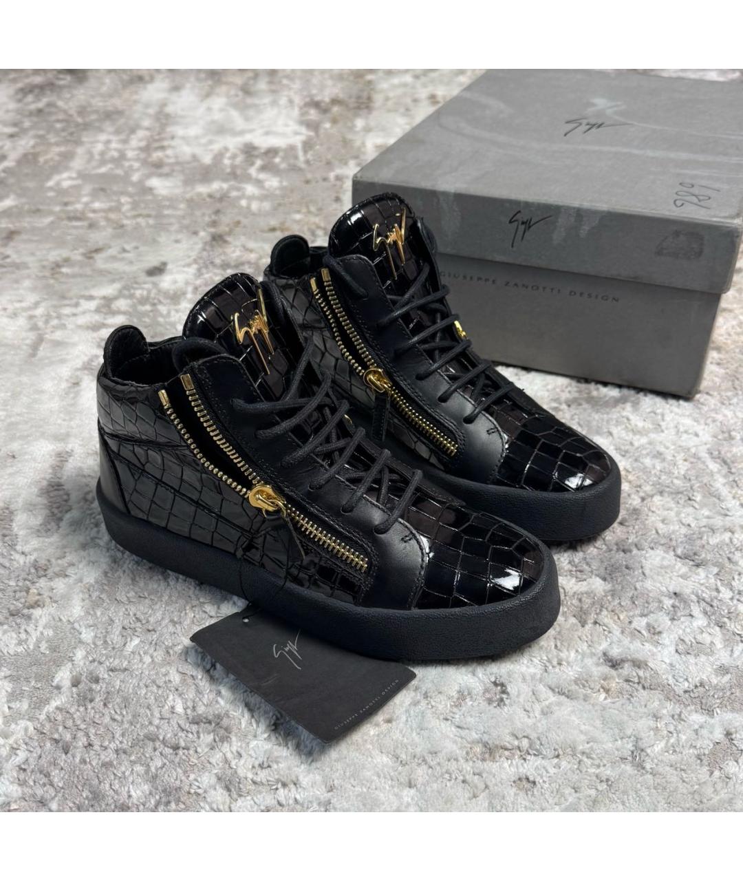 GIUSEPPE ZANOTTI DESIGN Черные кожаные кеды, фото 3