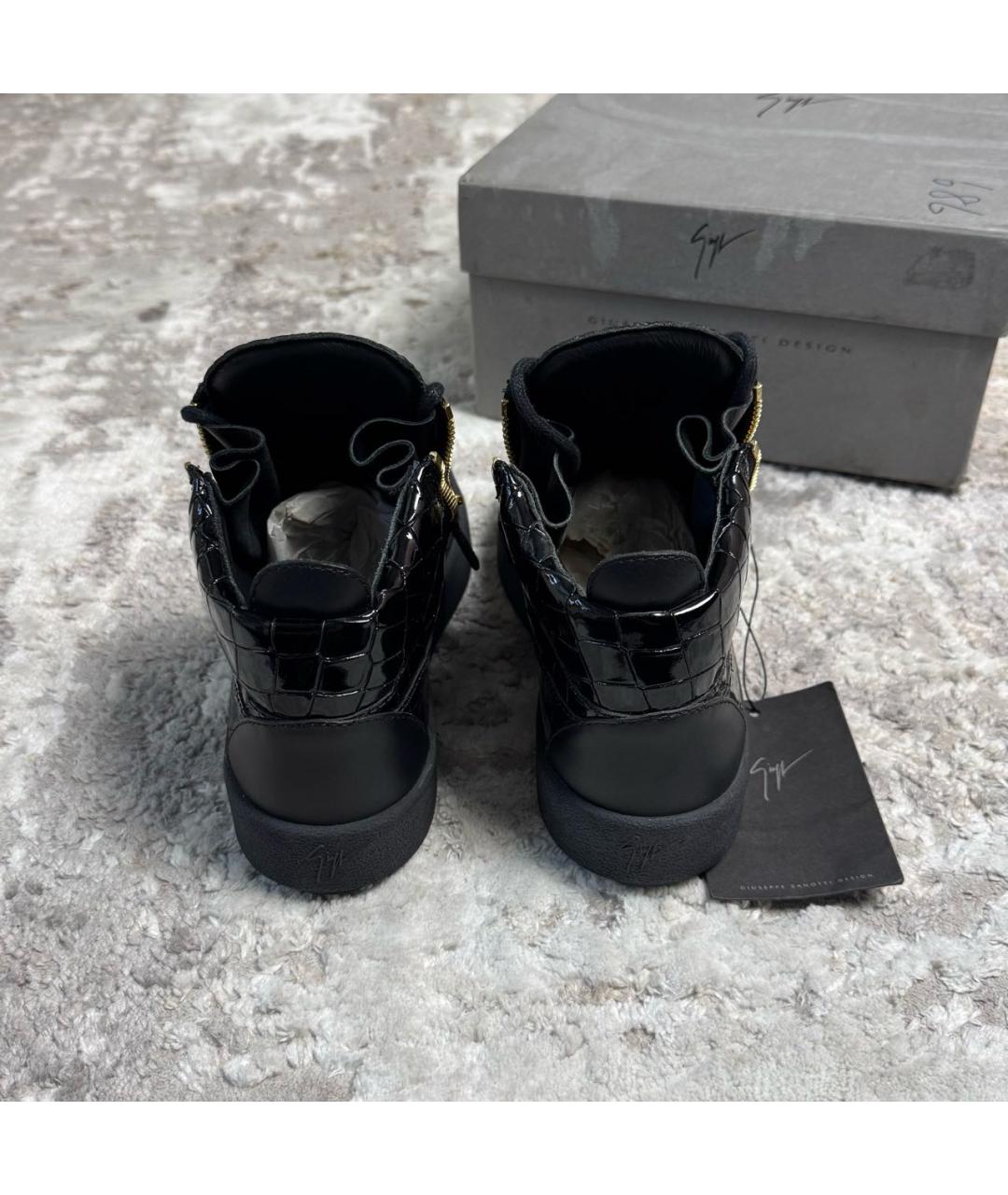 GIUSEPPE ZANOTTI DESIGN Черные кожаные кеды, фото 8