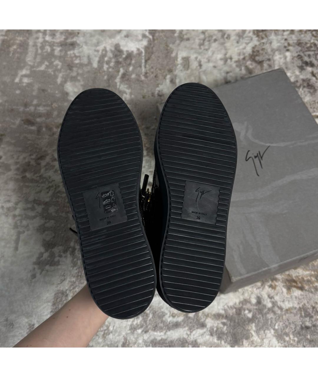 GIUSEPPE ZANOTTI DESIGN Черные кожаные кеды, фото 6