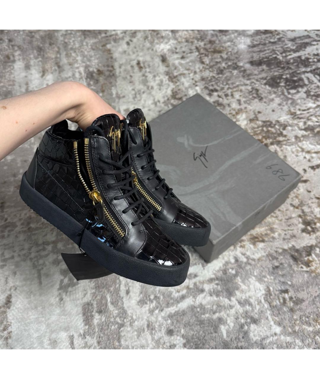 GIUSEPPE ZANOTTI DESIGN Черные кожаные кеды, фото 2