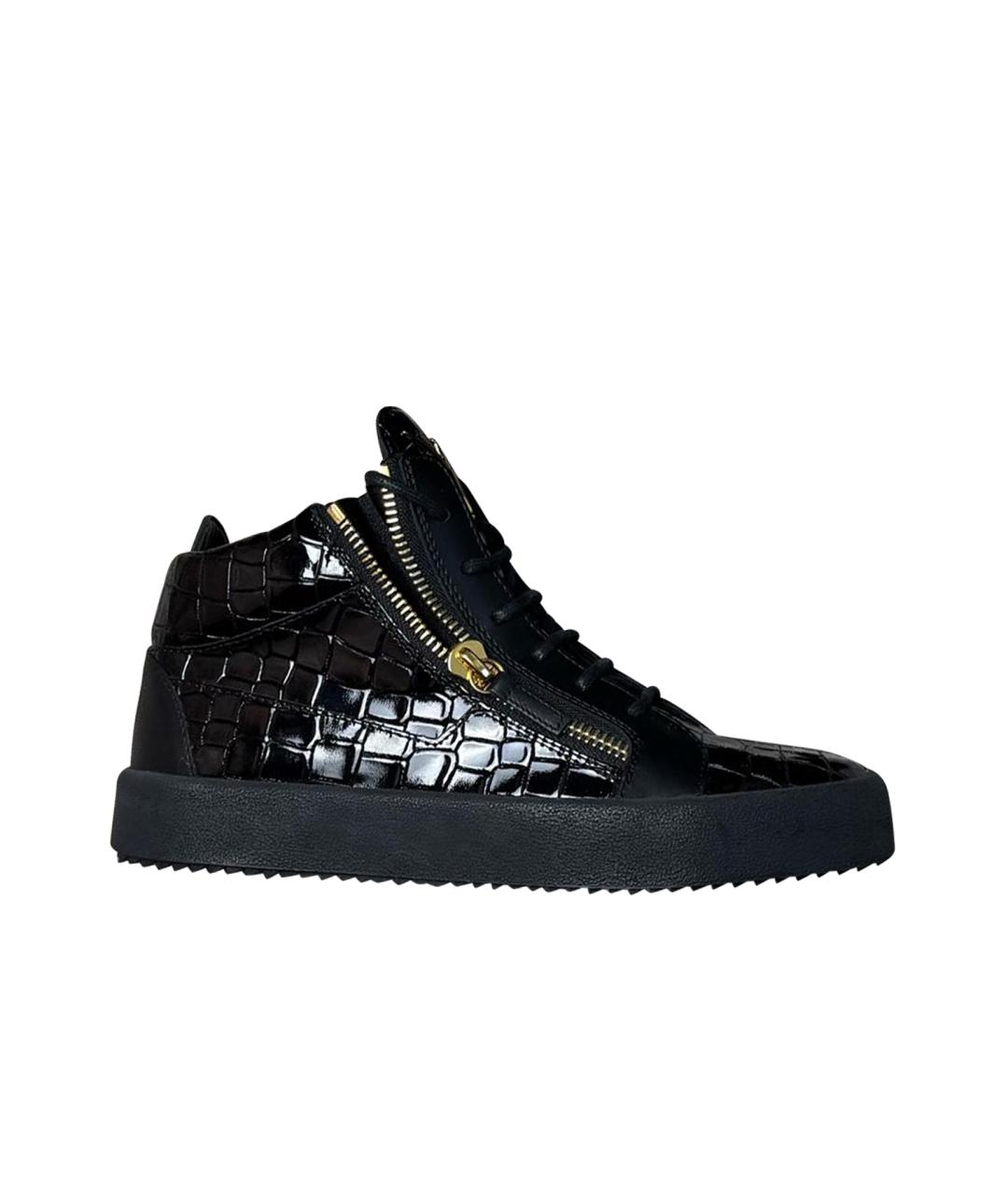 GIUSEPPE ZANOTTI DESIGN Черные кожаные кеды, фото 1