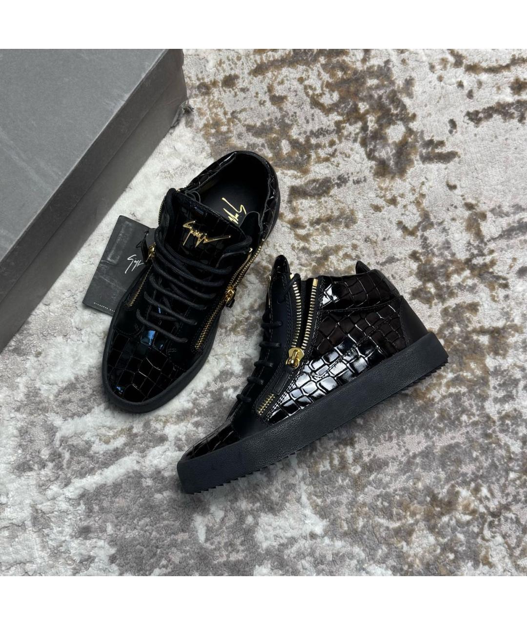 GIUSEPPE ZANOTTI DESIGN Черные кожаные кеды, фото 9