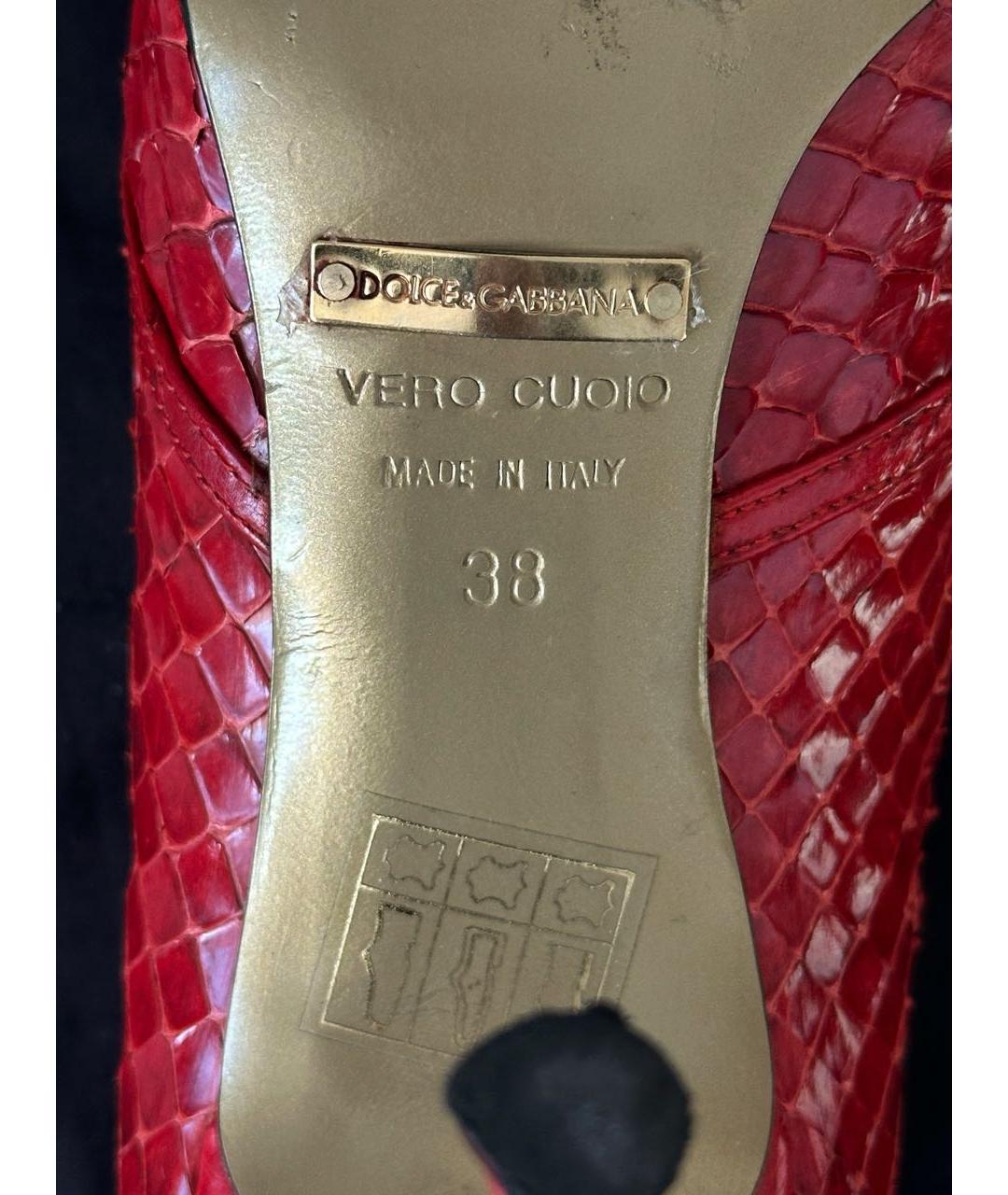 DOLCE&GABBANA Красные кожаные туфли, фото 8