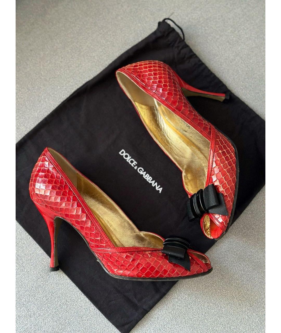 DOLCE&GABBANA Красные кожаные туфли, фото 2