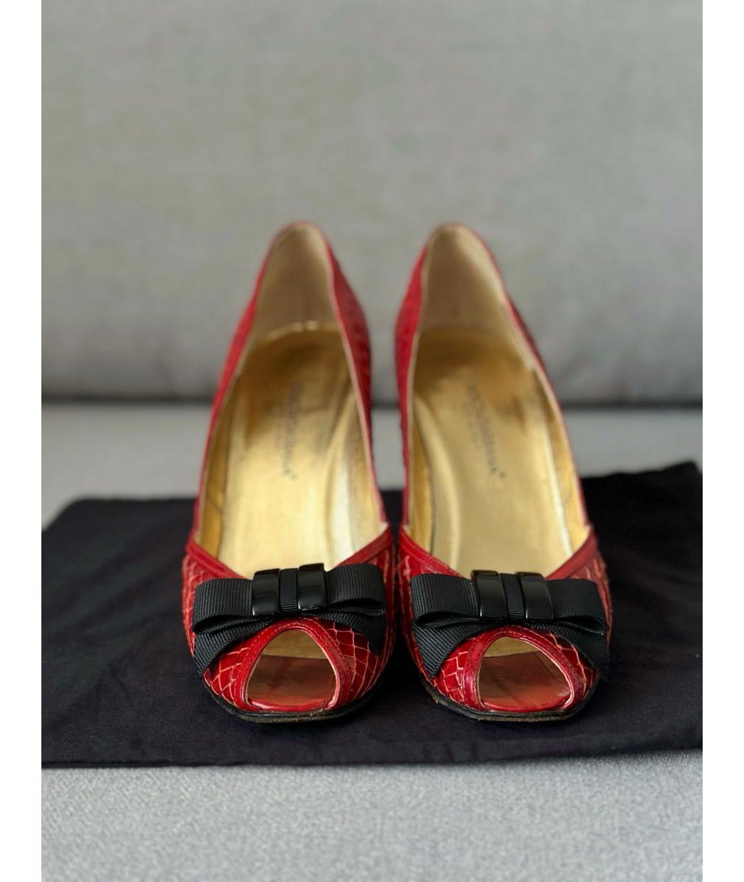 DOLCE&GABBANA Красные кожаные туфли, фото 6