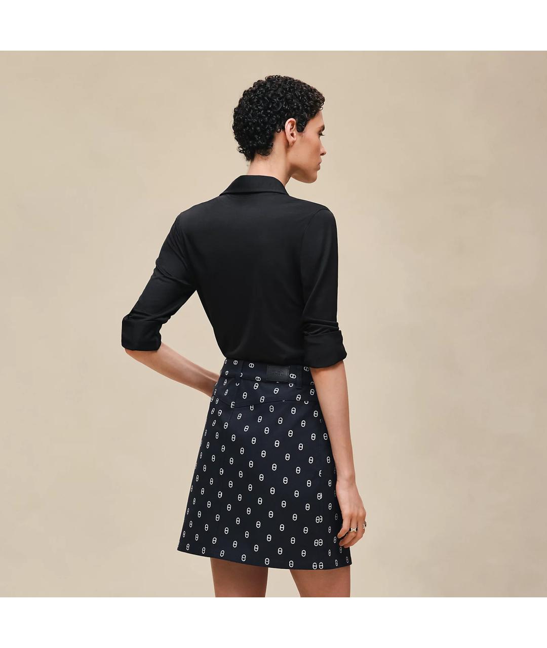 HERMES Черная хлопковая юбка мини, фото 3