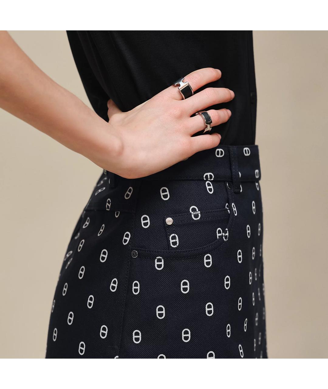 HERMES Черная хлопковая юбка мини, фото 4