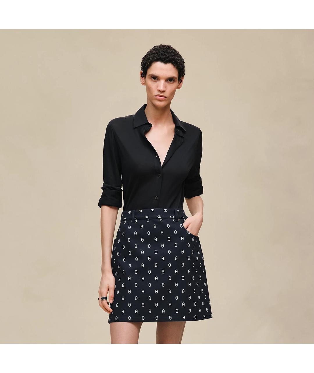 HERMES Черная хлопковая юбка мини, фото 5