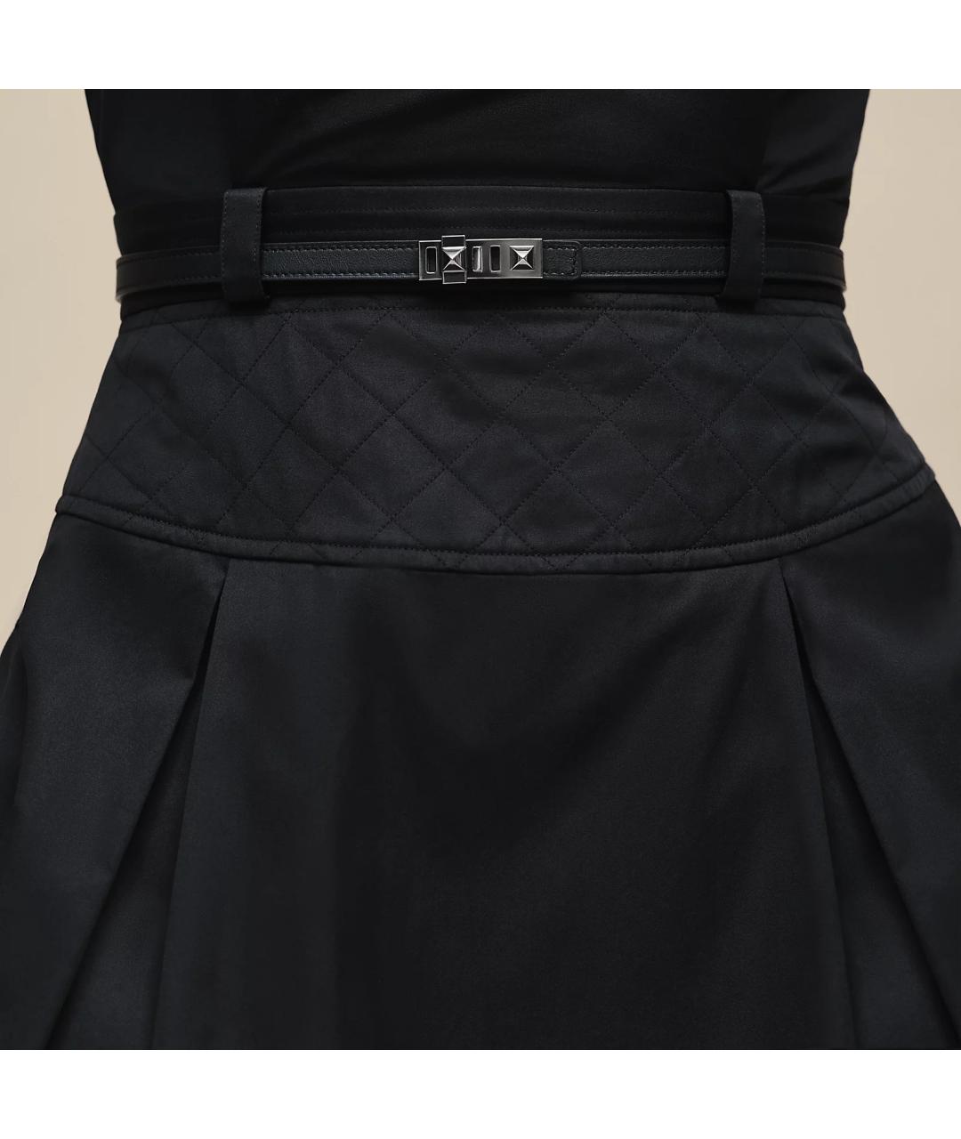 HERMES Черная хлопковая юбка миди, фото 5