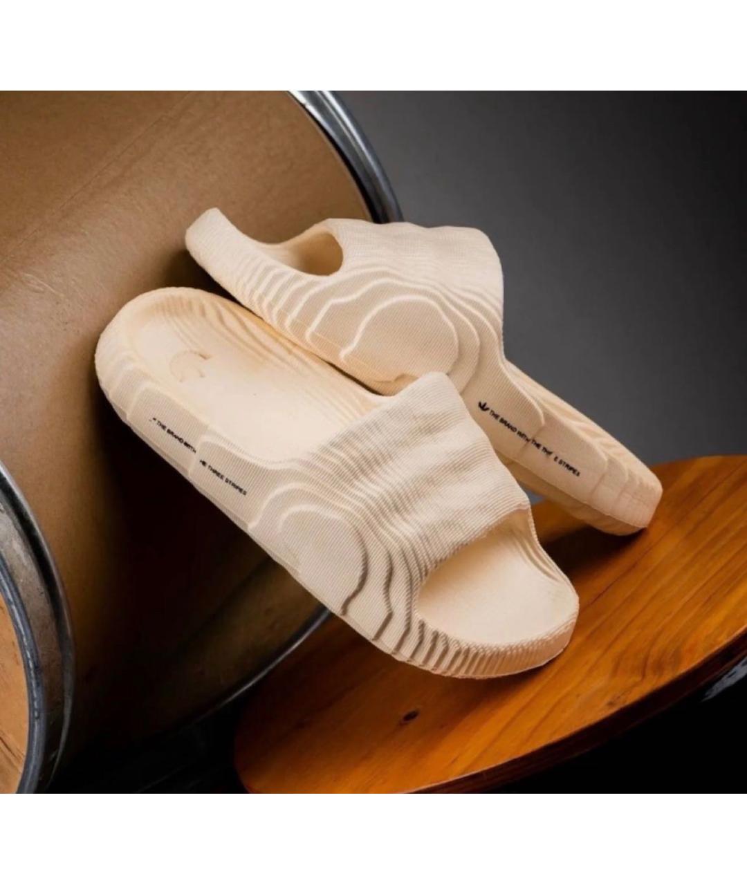 ADIDAS Бежевые резиновые шлепанцы, фото 2