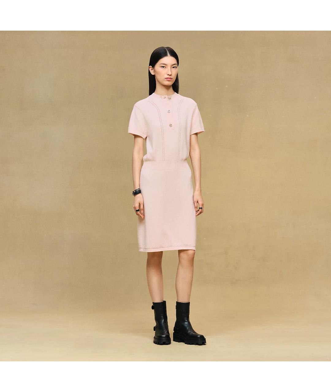 HERMES Розовая кашемировая юбка мини, фото 3