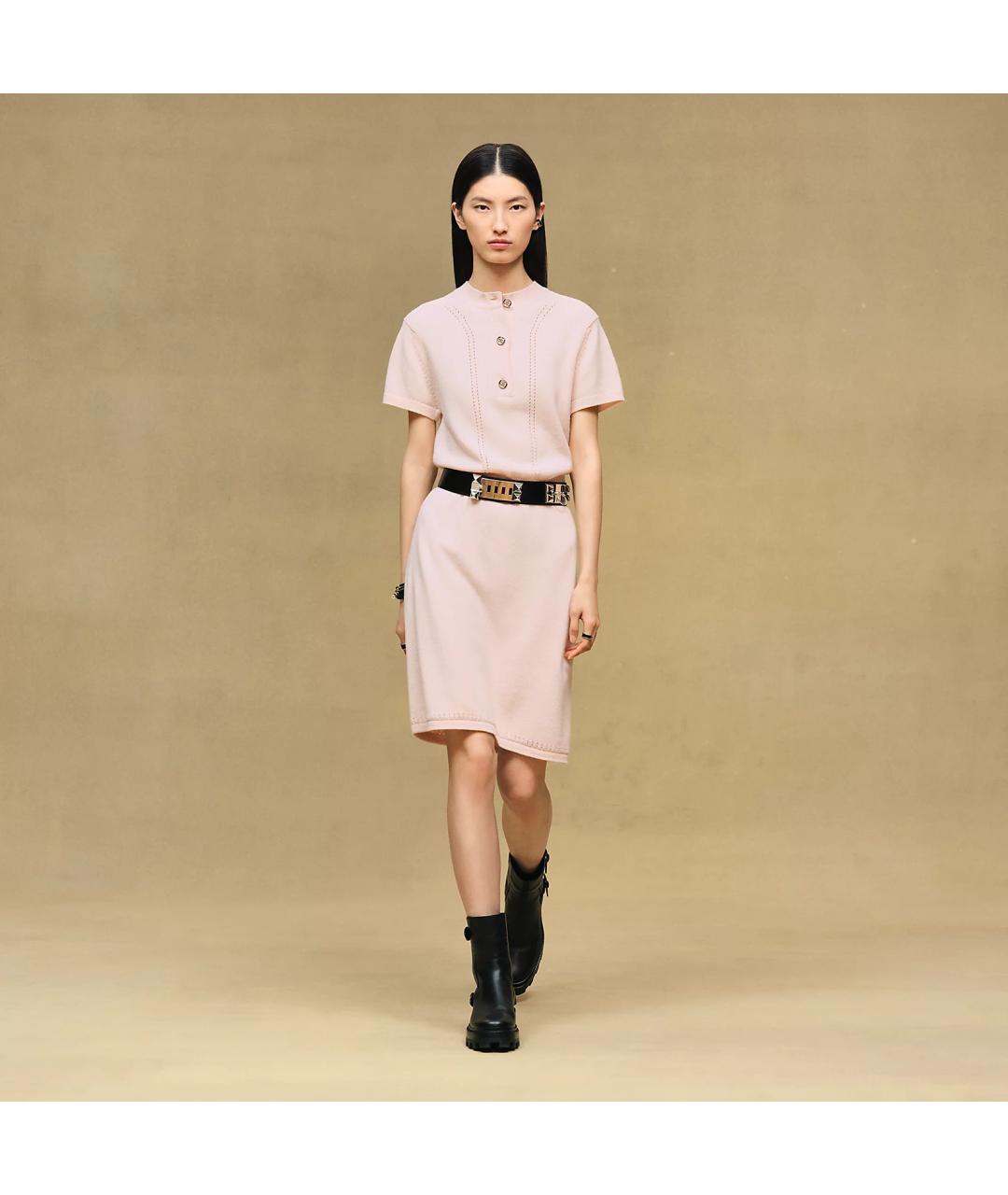 HERMES Розовая кашемировая юбка мини, фото 7