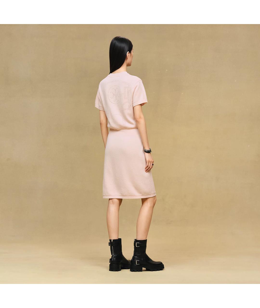 HERMES Розовая кашемировая юбка мини, фото 2