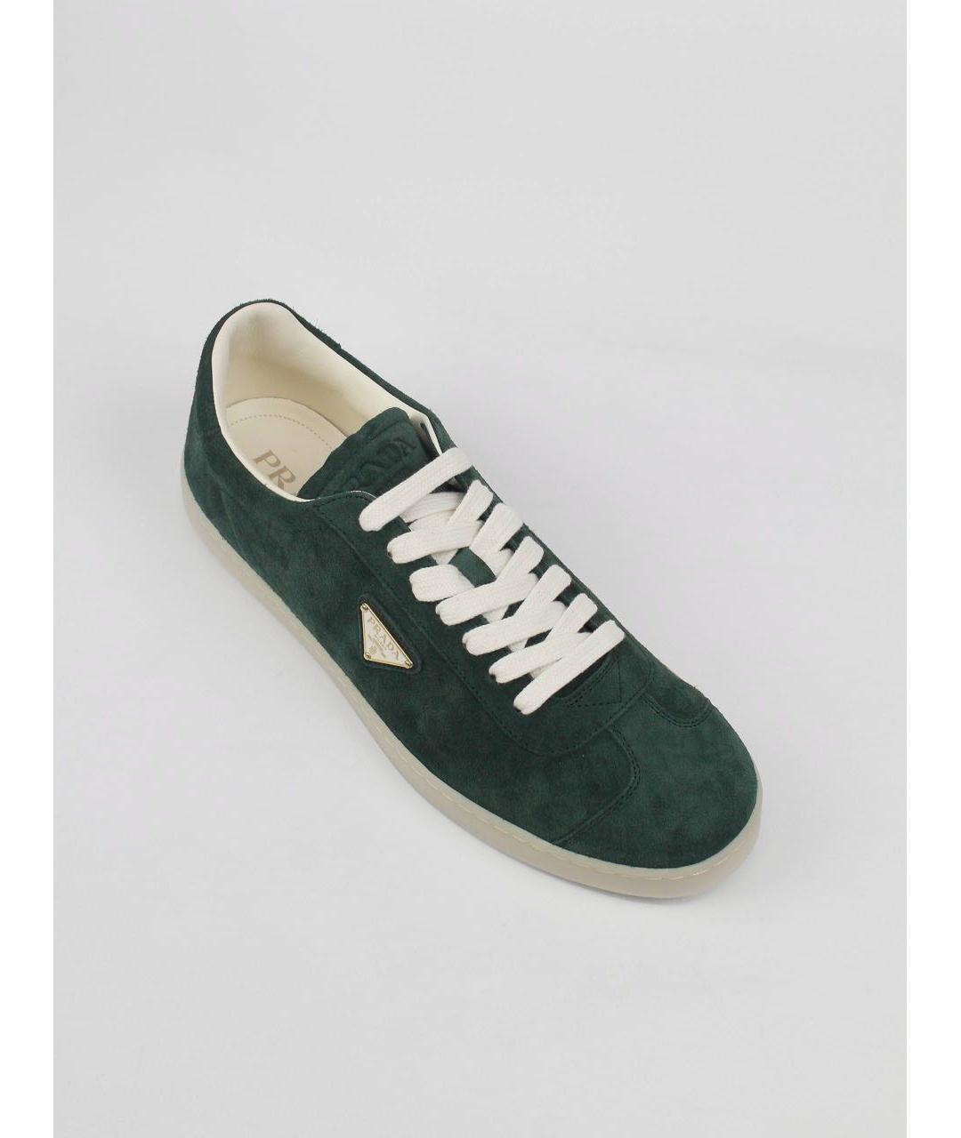 PRADA Зеленые замшевые низкие кроссовки / кеды, фото 2
