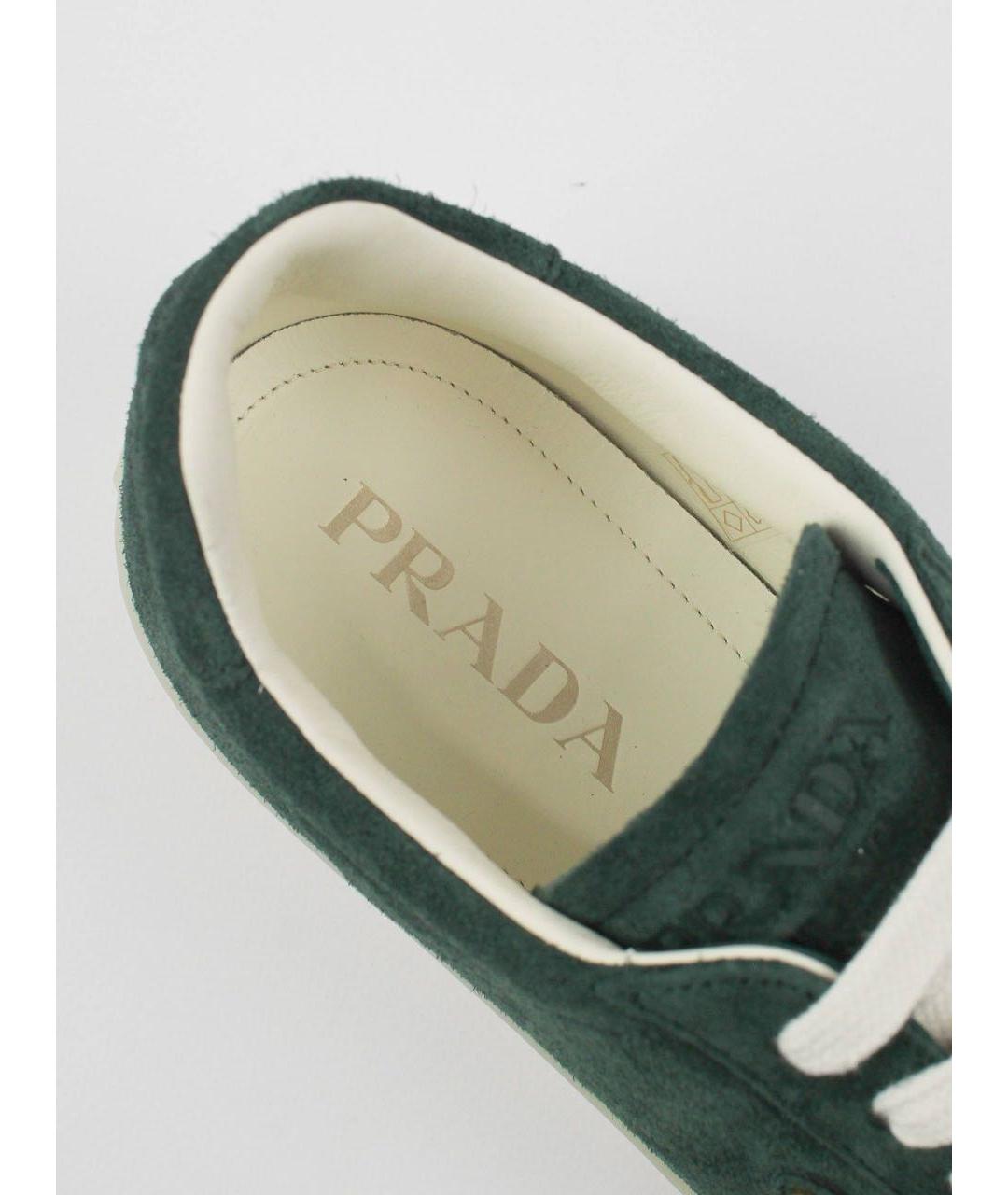 PRADA Зеленые замшевые низкие кроссовки / кеды, фото 6
