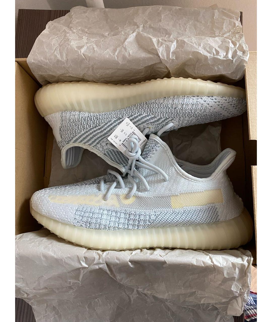 ADIDAS YEEZY Голубые текстильные низкие кроссовки / кеды, фото 3
