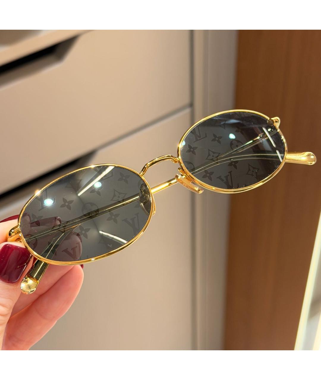 LOUIS VUITTON Синие металлические солнцезащитные очки, фото 3