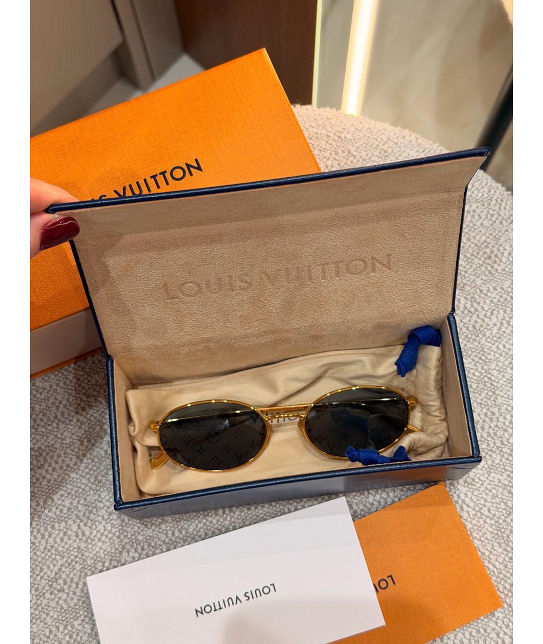 LOUIS VUITTON Синие металлические солнцезащитные очки, фото 4