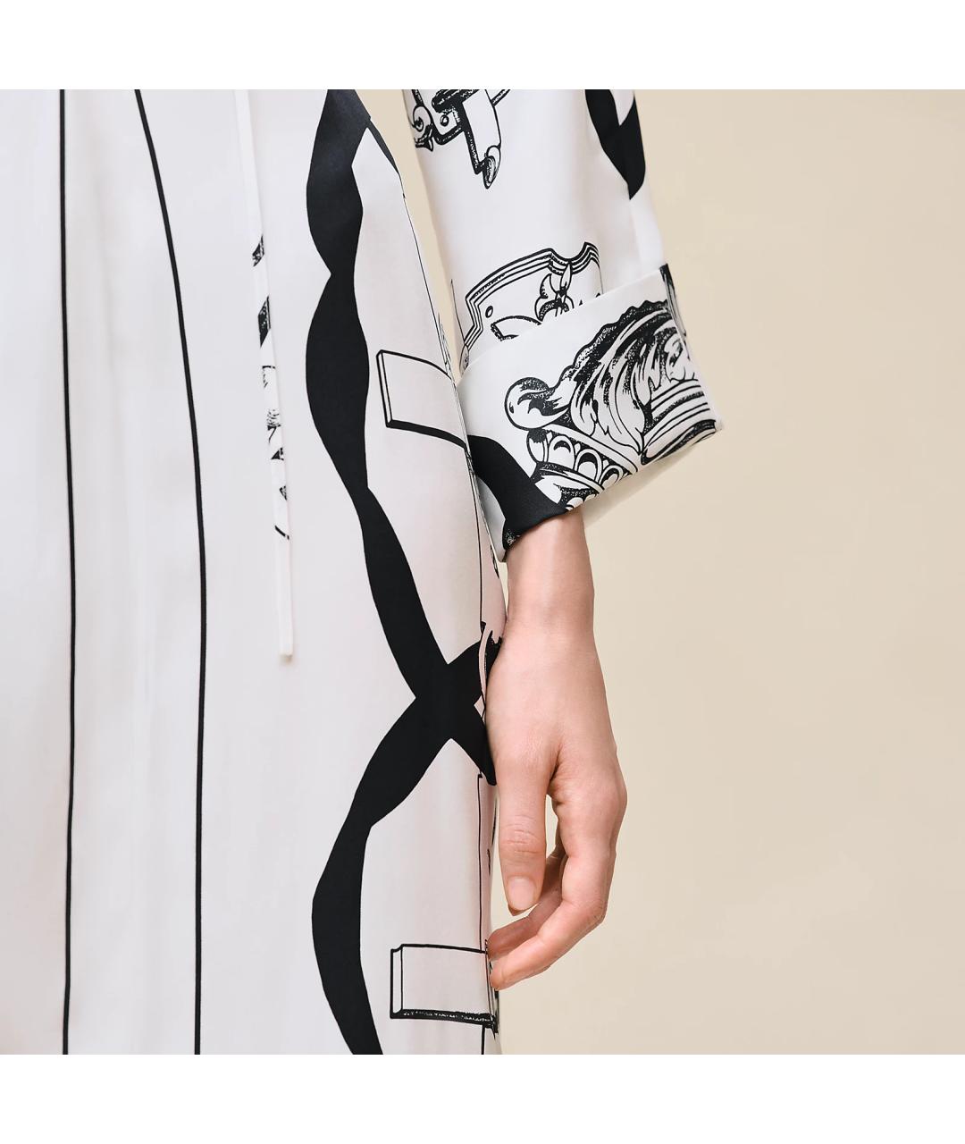 HERMES Белое шелковое платье, фото 3