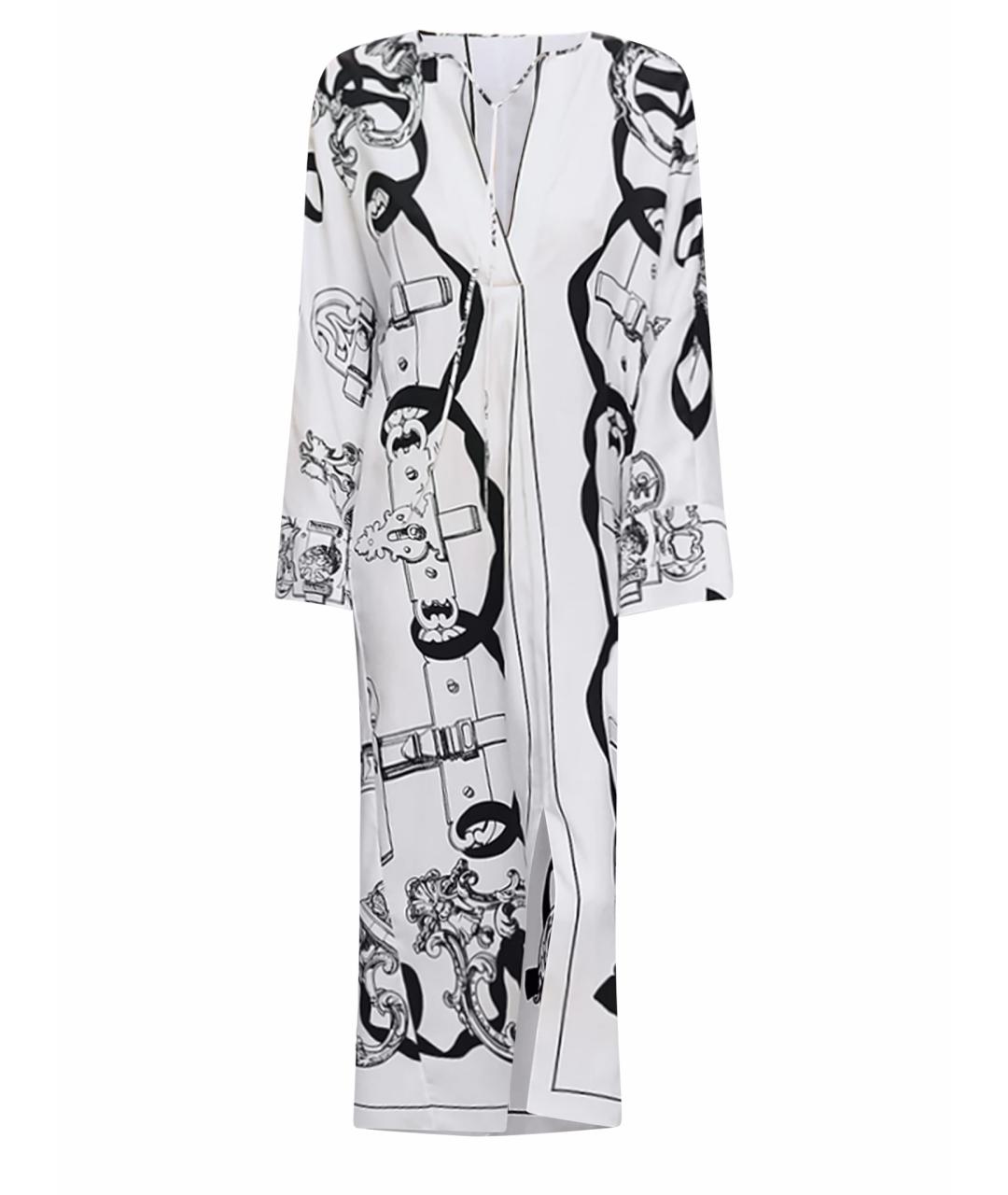 HERMES Белое шелковое платье, фото 1