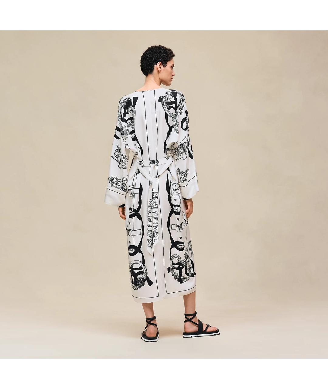 HERMES Белое шелковое платье, фото 5