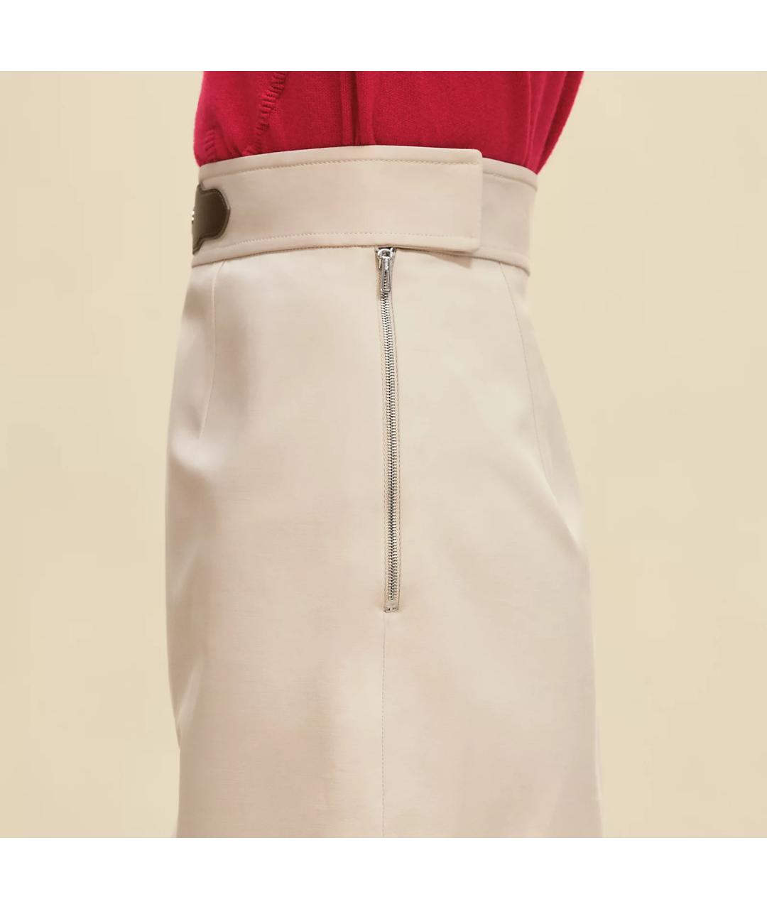 HERMES Бежевая хлопковая юбка мини, фото 5