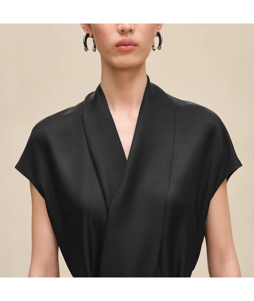 HERMES Черное шелковое коктейльное платье, фото 6