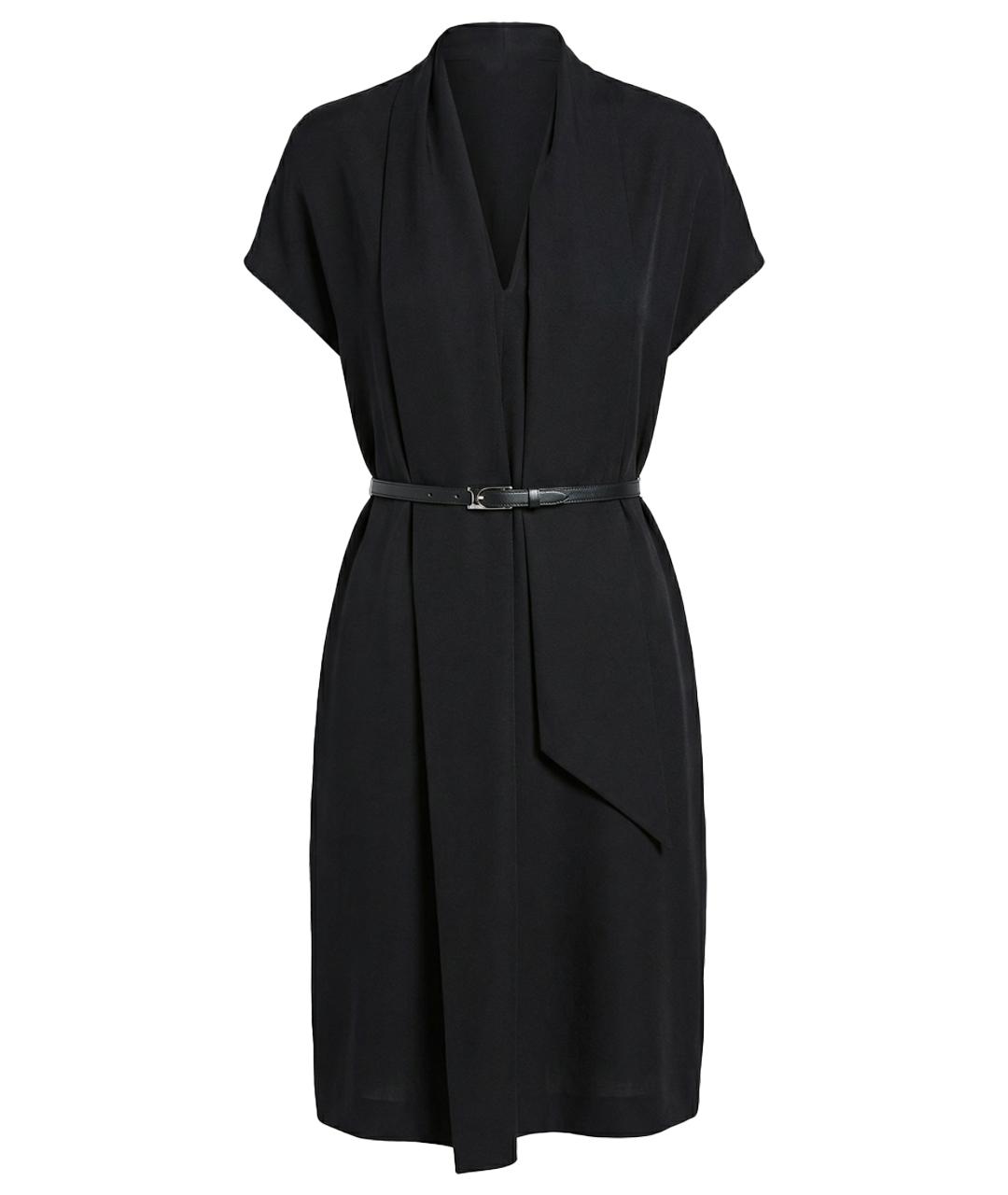 HERMES Черное шелковое коктейльное платье, фото 1