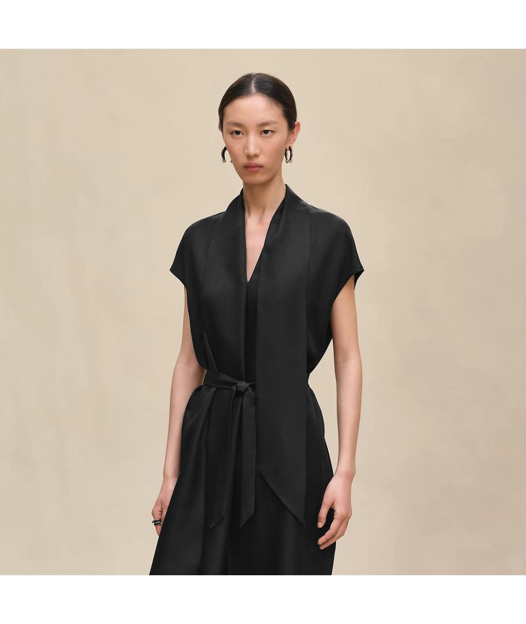 HERMES Черное шелковое коктейльное платье, фото 3