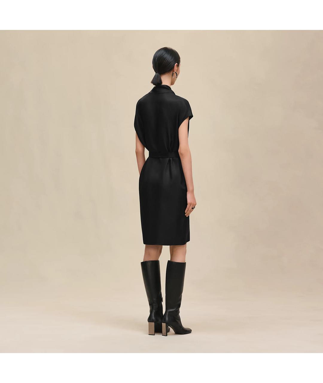 HERMES Черное шелковое коктейльное платье, фото 2