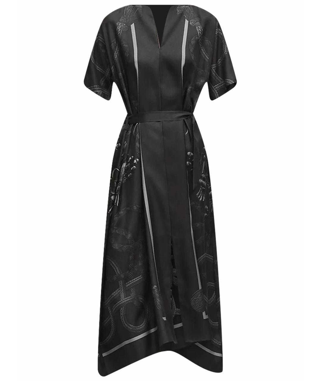 HERMES Черное шелковое повседневное платье, фото 1