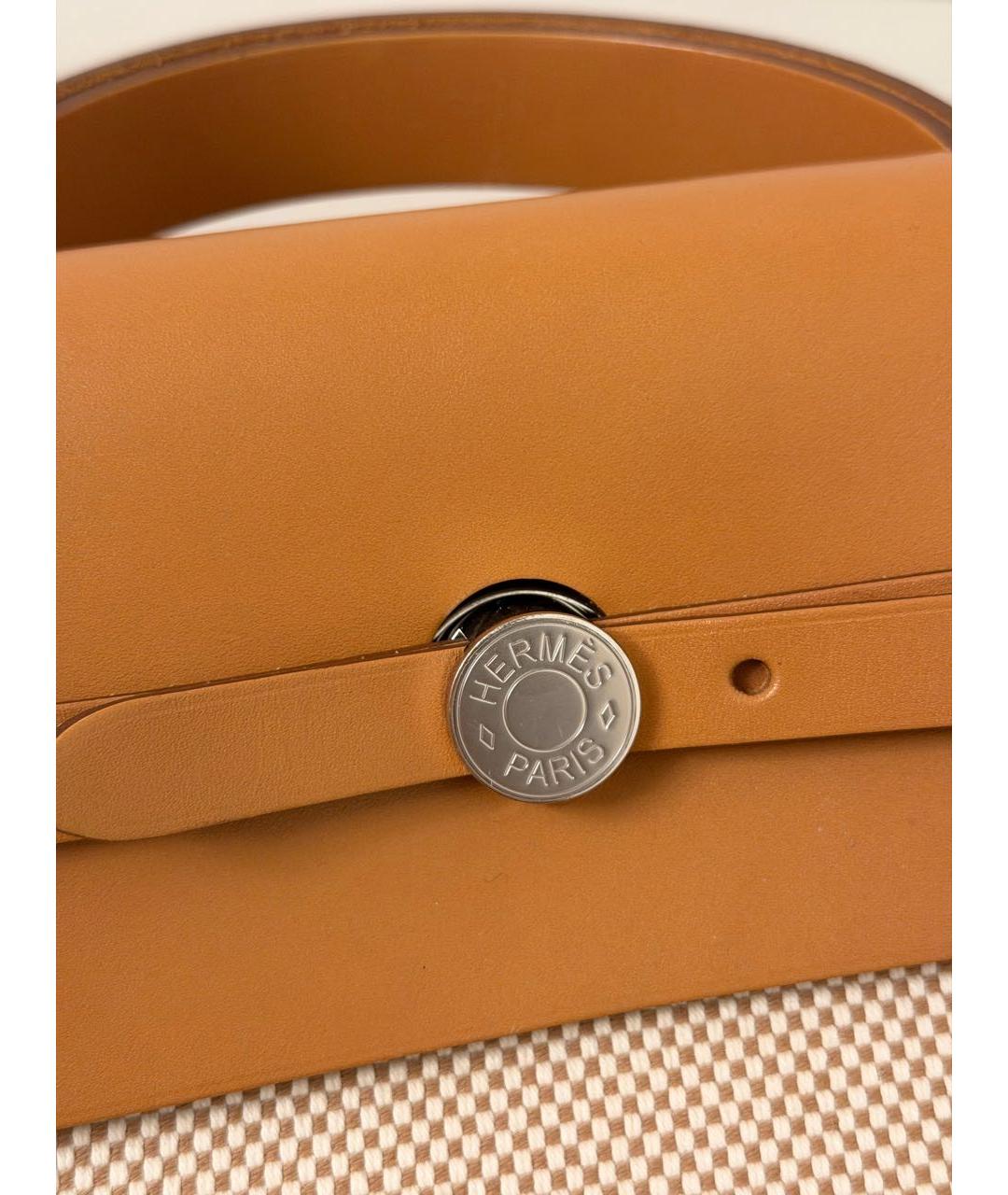 HERMES Бежевая тканевая сумка через плечо, фото 5