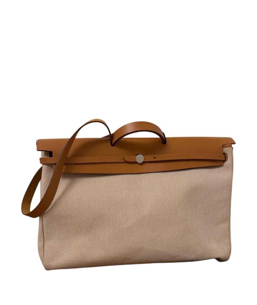 HERMES Бежевая тканевая сумка через плечо, фото 1