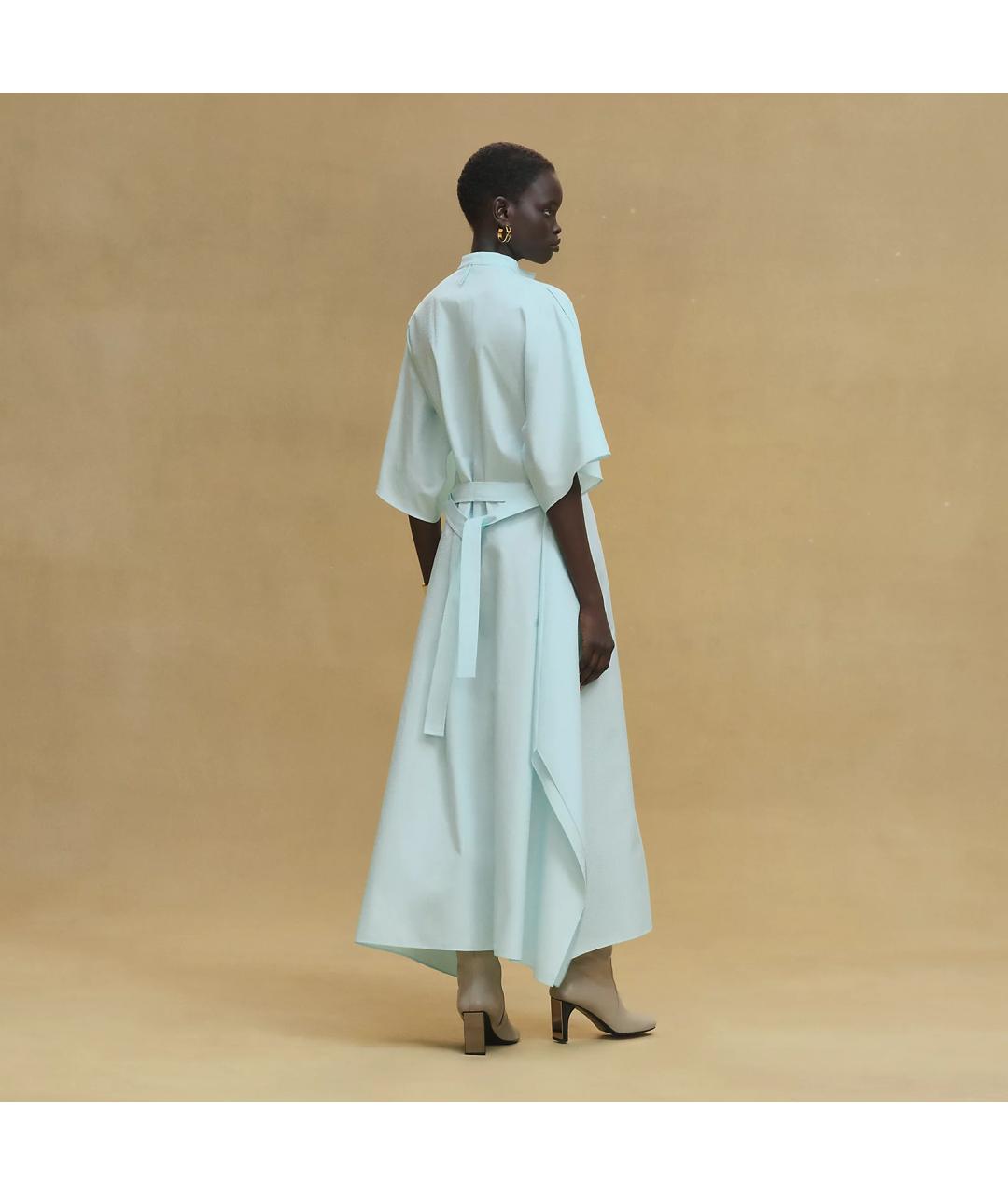 HERMES Голубое хлопковое повседневное платье, фото 2