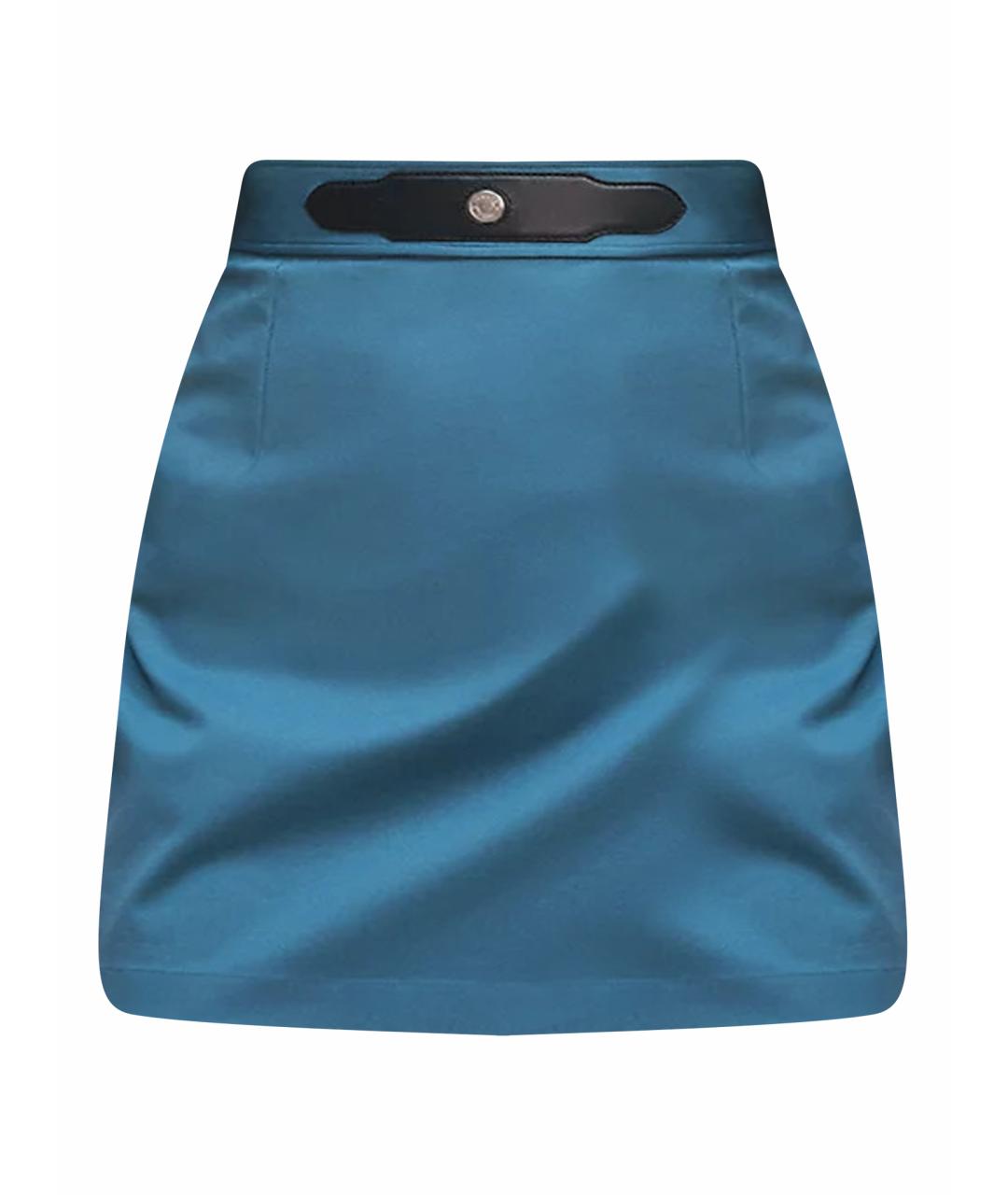 HERMES Бирюзовая хлопковая юбка мини, фото 1