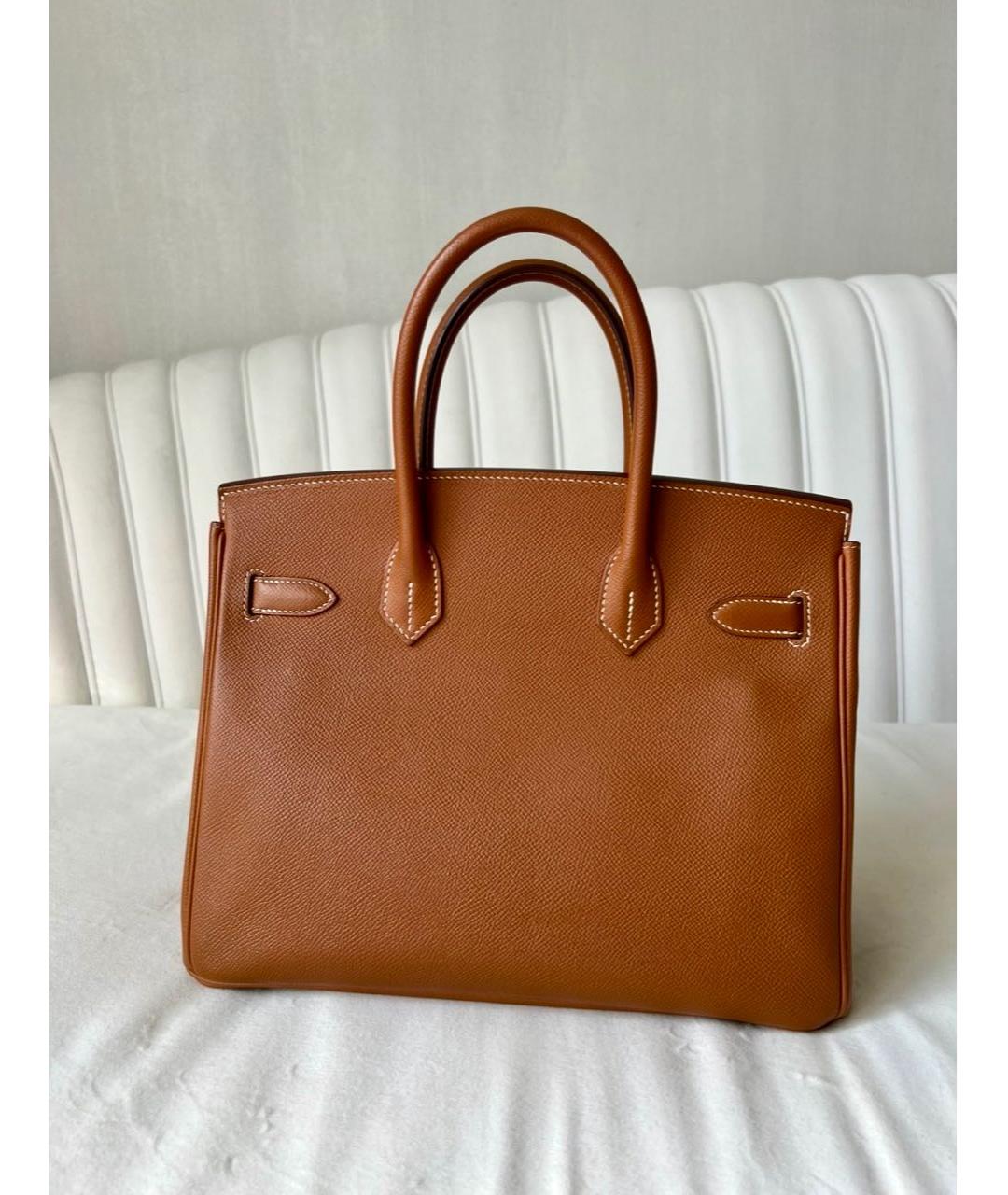 HERMES Оранжевая кожаная сумка с короткими ручками, фото 3