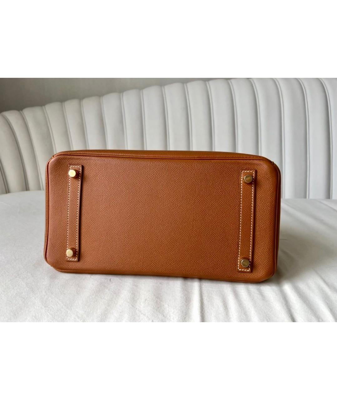 HERMES Оранжевая кожаная сумка с короткими ручками, фото 7