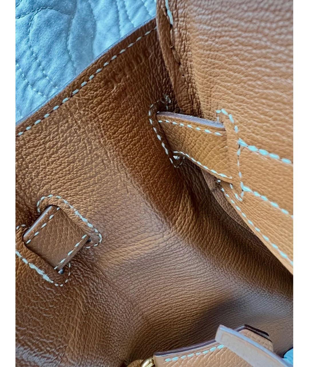 HERMES Оранжевая кожаная сумка с короткими ручками, фото 8