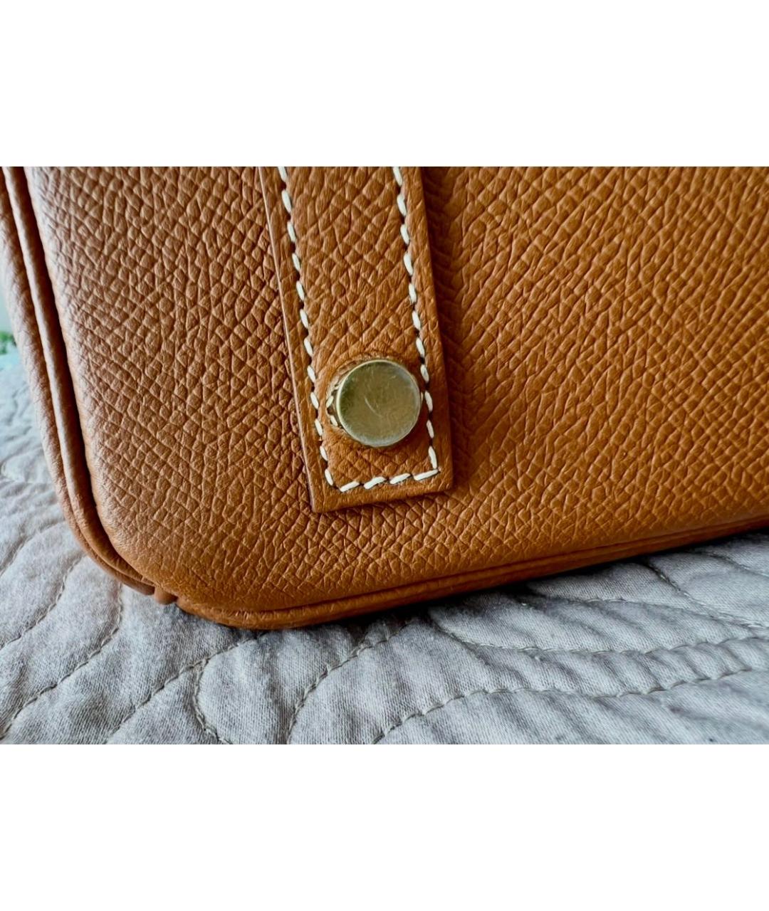 HERMES Оранжевая кожаная сумка с короткими ручками, фото 6