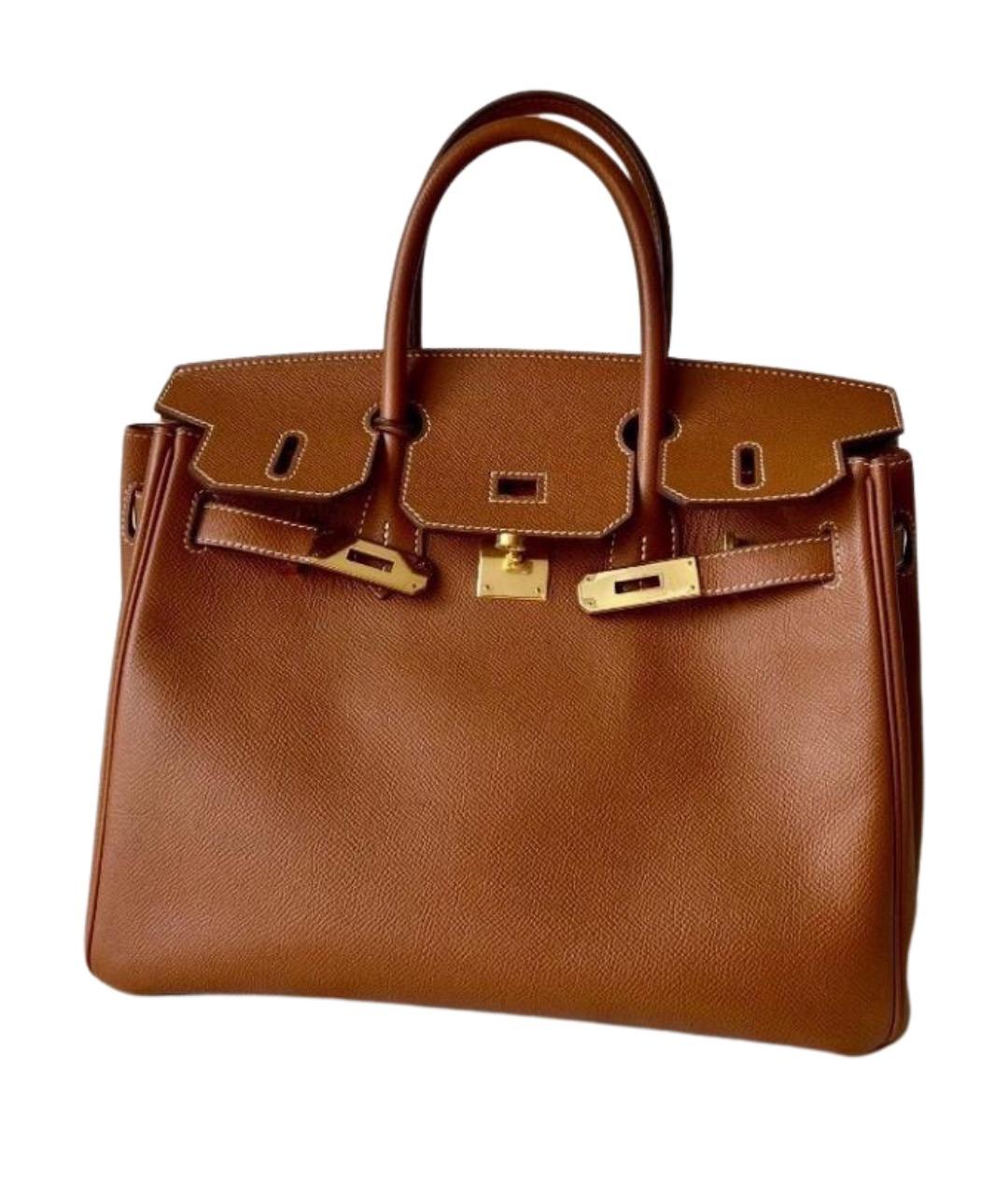 HERMES Оранжевая кожаная сумка с короткими ручками, фото 1