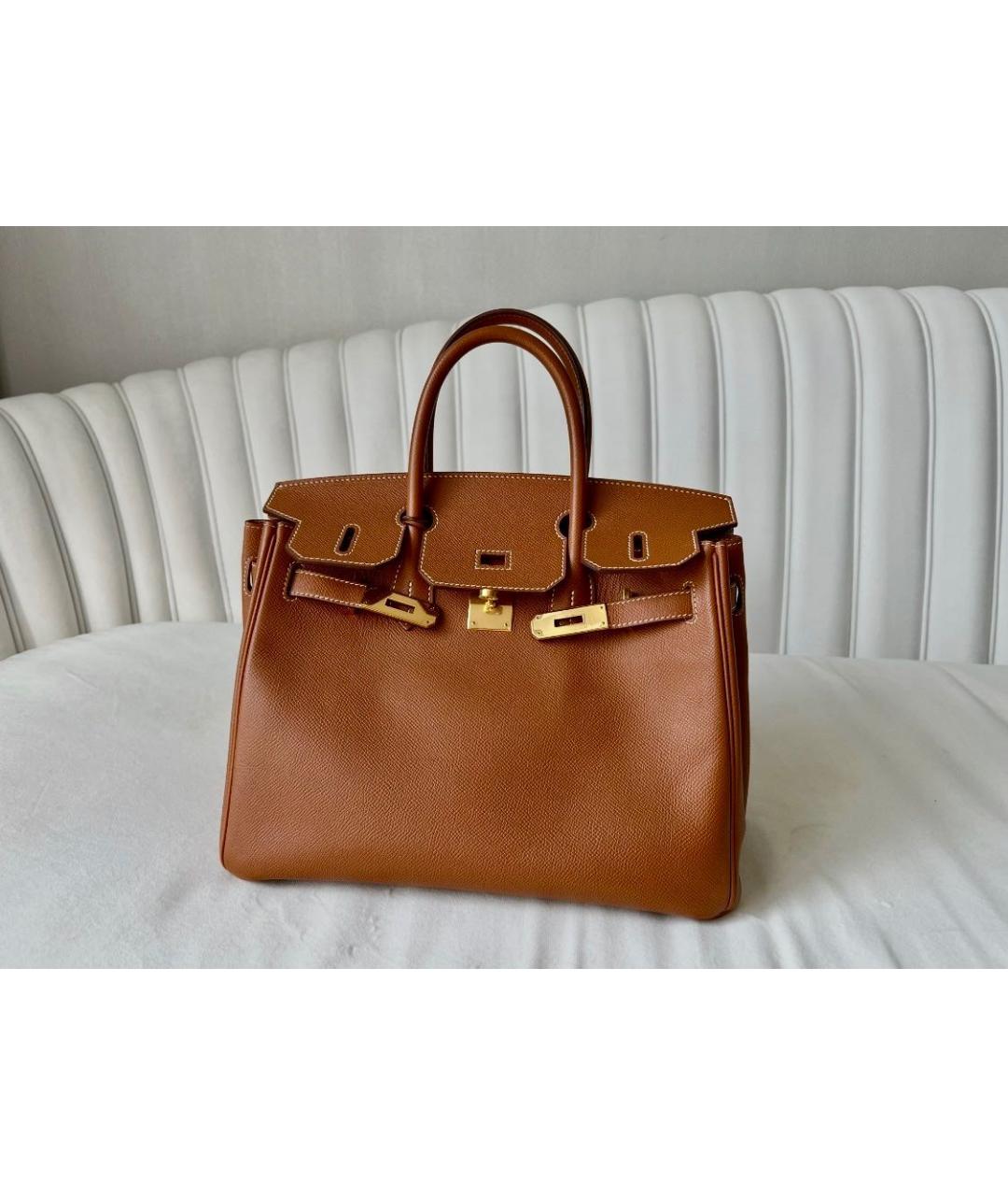 HERMES Оранжевая кожаная сумка с короткими ручками, фото 9