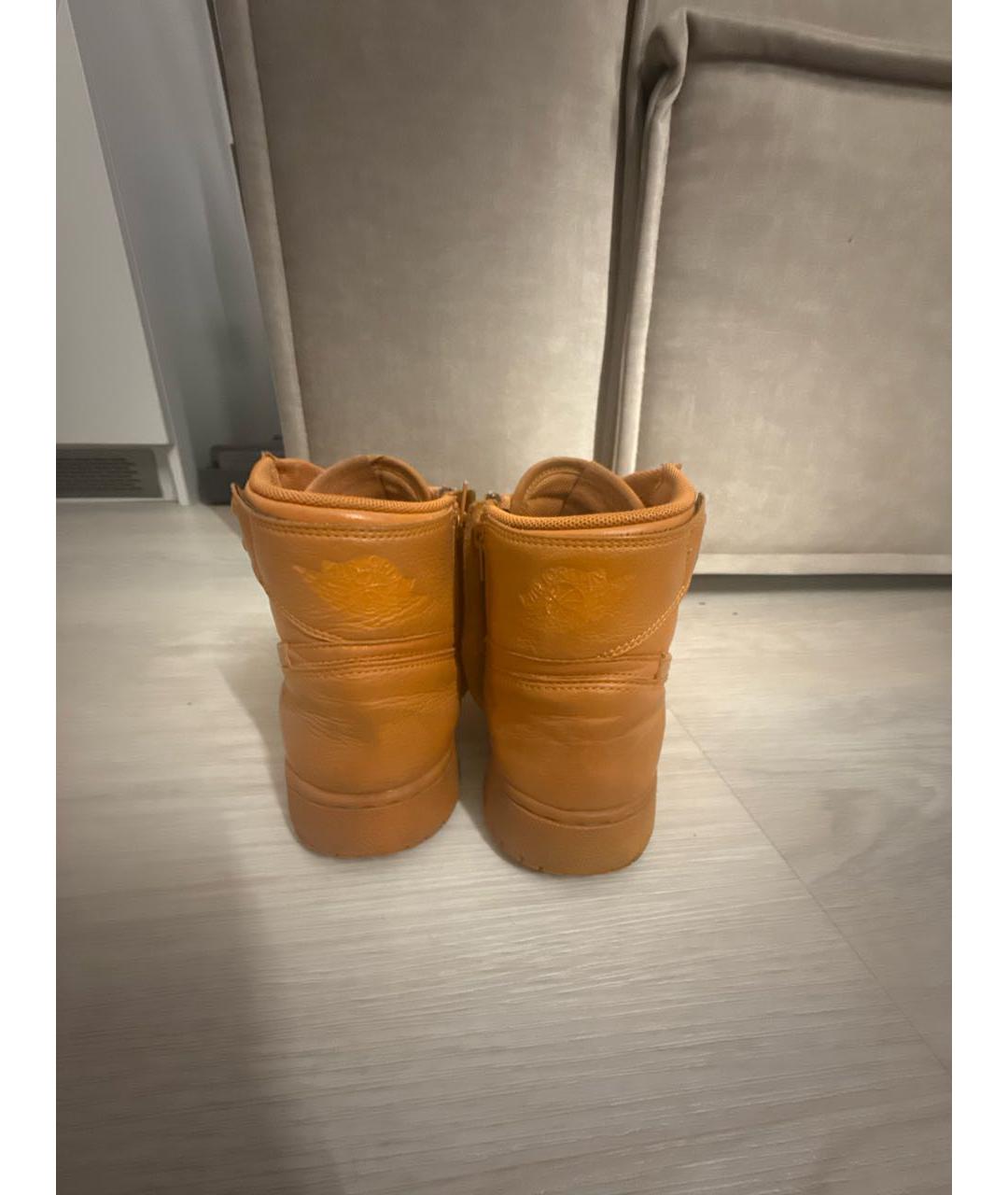 JORDAN Оранжевое кожаные кроссовки, фото 4