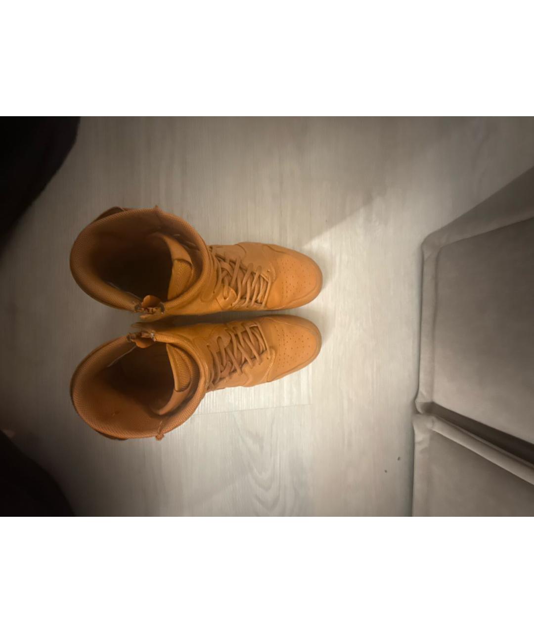 JORDAN Оранжевое кожаные кроссовки, фото 3