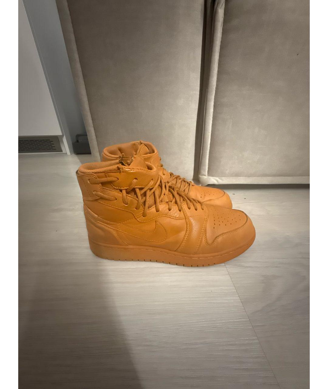 JORDAN Оранжевое кожаные кроссовки, фото 5