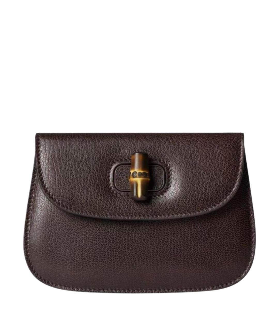 GUCCI Коричневая кожаная косметичка, фото 1