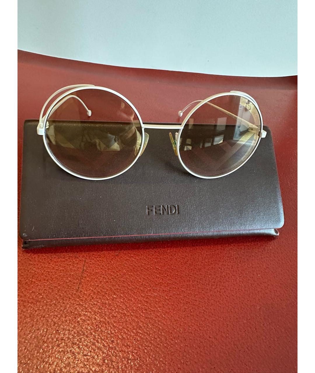 FENDI Белые металлические солнцезащитные очки, фото 7